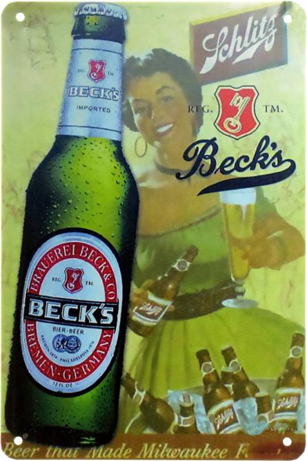 Beck's (Пиво, Зробивши Мілуокі Знаменитим) (ms-00454) Металева табличка - 20x30см