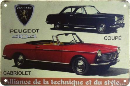 Peugeot 404 (Coupé, Cabriolet) (ms-00644) Металева табличка - 20x30см