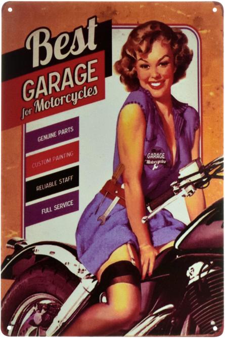 Кращий Гараж Для Мотоциклів / Best Garage for Motorcycles (Pin Up) (ms-00927) Металева табличка - 20x30см