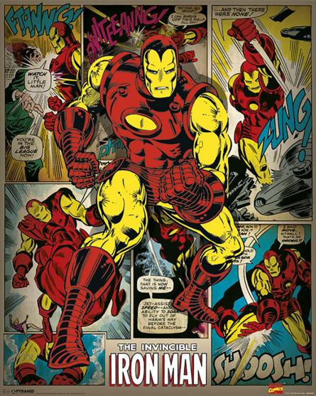Комікси Марвел (Залізна Людина - Ретро) / Marvel Comics (Iron Man - Retro) (ps-104234) Постер/Плакат - Міні (40x50см)