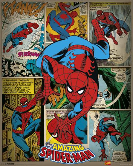 Комиксы Марвел (Человек-Паук - Ретро) / Marvel Comics (Spider-Man - Retro) (ps-104233) Постер/Плакат - Мини (40x50см)