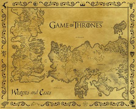 Игра Престолов (Антикварная Карта) / Game Of Thrones (Antique Map) (ps-104229) Постер/Плакат - Мини (40x50см)