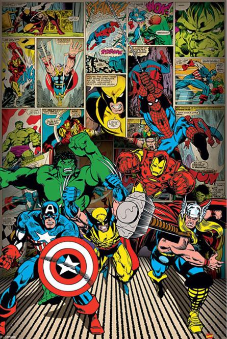 Комиксы Marvel — А Вот И Герои / Marvel Comics - Here Come The Heroes (ps-104672) Постер/Плакат - Стандартный (61x91.5см)