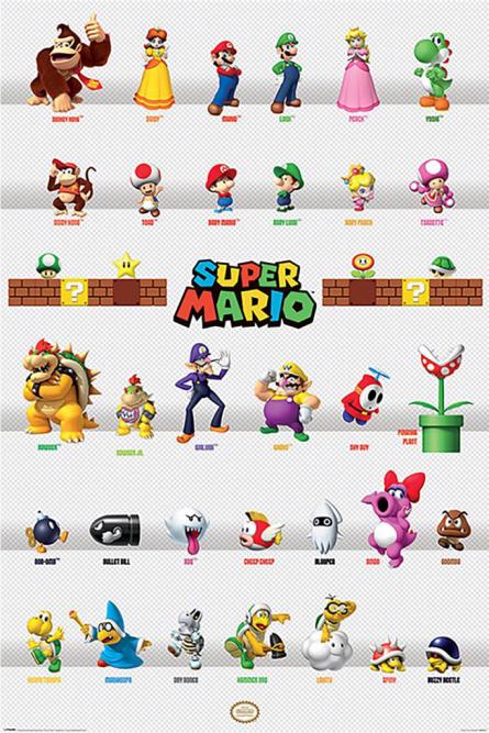 Super Mario (Character Parade) (ps-104699) Постер/Плакат - Стандартний (61x91.5см)