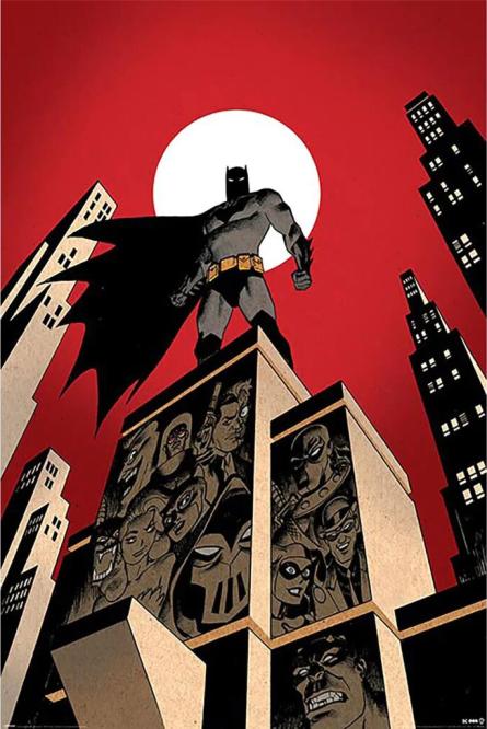 Бэтмен (Злодеи Скайлайн) / The Batman (Villain Skyline) (ps-103767) Постер/Плакат - Стандартный (61x91.5см)