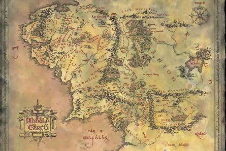 Властелин Колец (Карта Средиземья) / The Lord of the Rings (Middle Earth Map) (ps-103243) Постер/Плакат - Стандартный (61x91.5см)