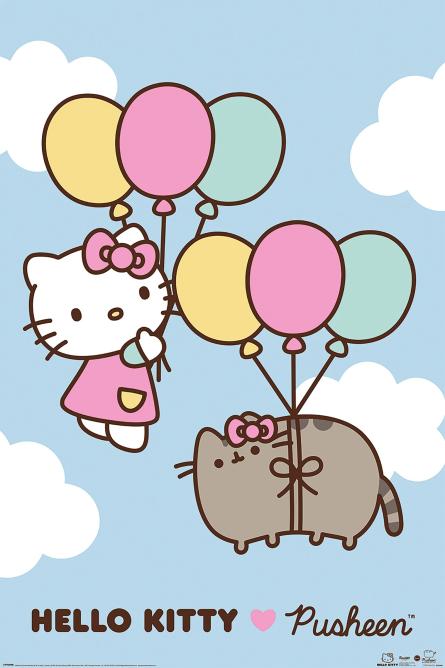 Pusheen x Hello Kitty (Up Up and Away) (ps-103784) Постер/Плакат - Стандартний (61x91.5см)