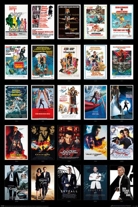 Джеймс Бонд (25 Фильмов) / James Bond (25 Films) (ps-104215) Постер/Плакат - Стандартный (61x91.5см)