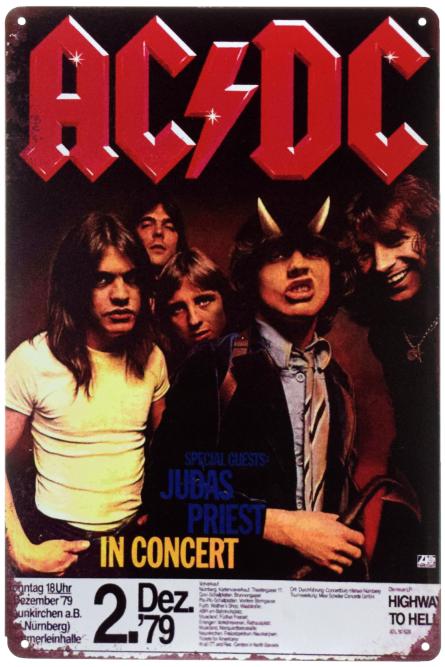 AC/DC (Highway To Hell) (ms-00529) Металлическая табличка - 20x30см