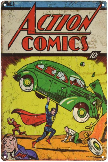 Action Comics (Супермен) (ms-001295) Металлическая табличка - 20x30см
