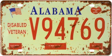 Алабама / Alabama (V94769) (ms-001125) Металлическая табличка - 15x30см