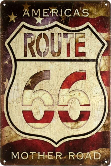 America's Route 66 Mother Road (ms-003118) Металлическая табличка - 20x30см