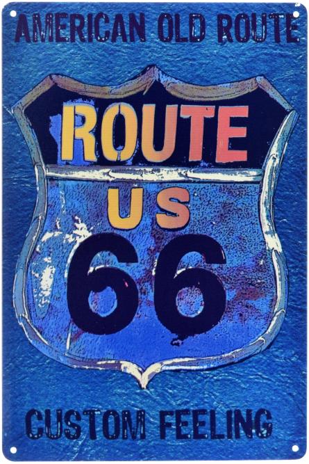 Американский Старый Маршрут (Route 66) (ms-00953) Металлическая табличка - 20x30см