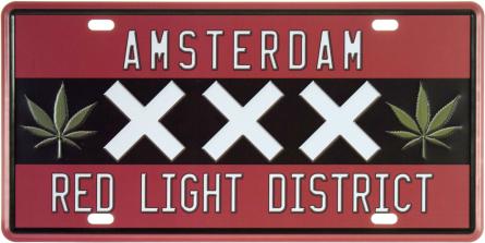 Амстердам, Район Червоних Ліхтарів / Amsterdam Red Light District (ХХХ) (ms-001855) Металева табличка - 15x30см