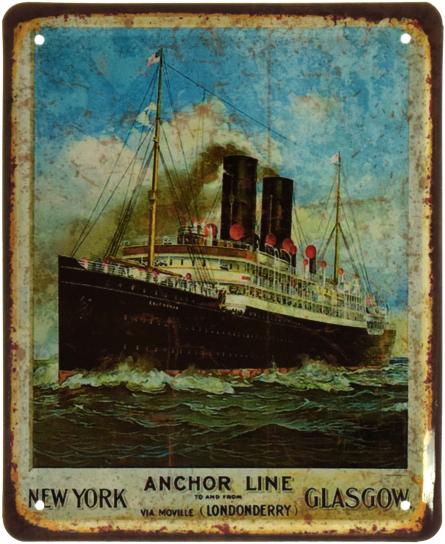 Anchor Line (Londonderry) (ms-002845) Металева табличка - 18x22см