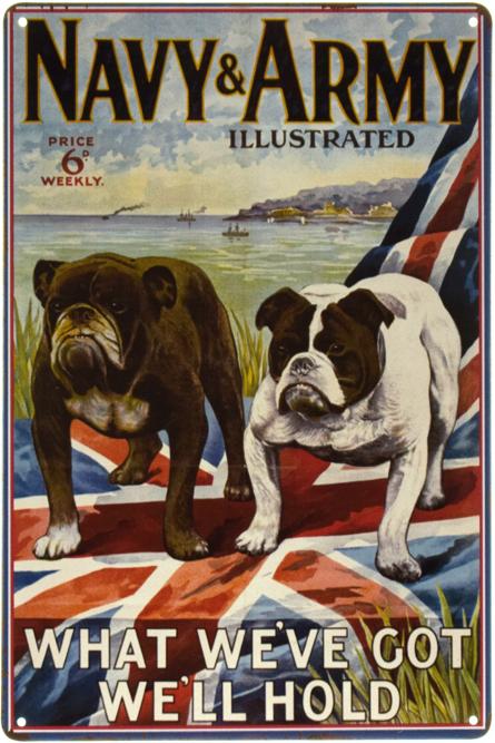 Англійські Бульдоги / English Bulldogs (Navy & Army) (ms-002267) Металева табличка - 20x30см