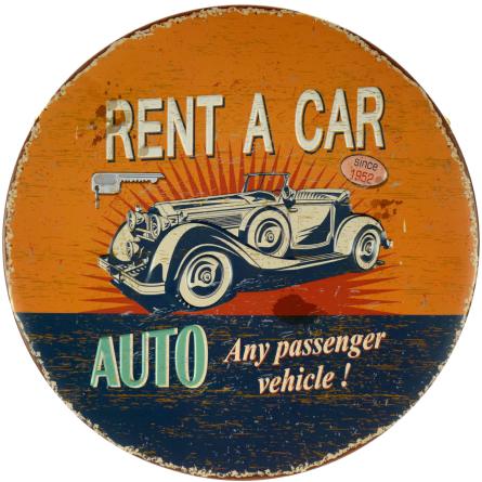 Авто (Оренда Автомобілів) / Auto (Rent A Car) (ms-001594) Металева табличка - 30см (кругла)