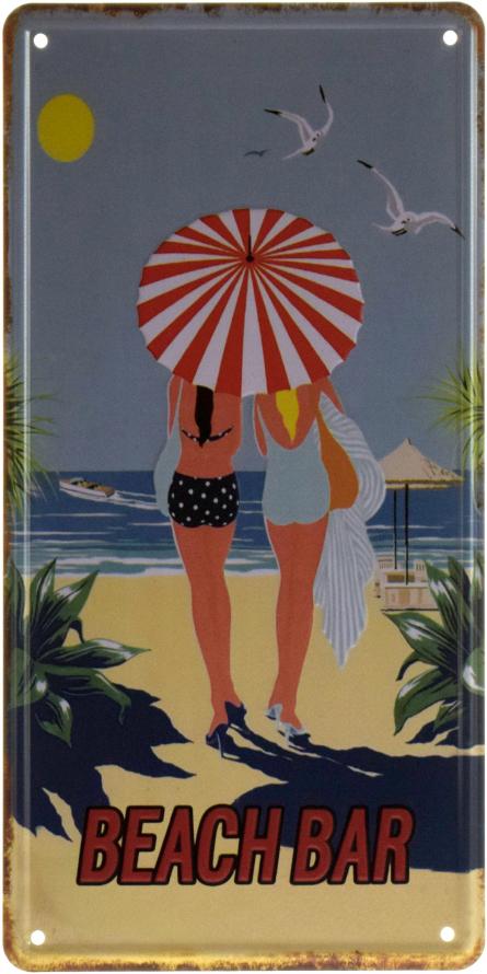 Бар На Пляжі / Beach Bar (ms-002356) Металева табличка - 15x30см