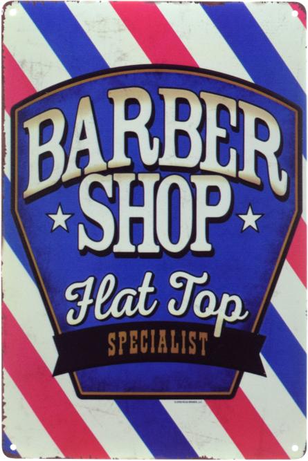 Барбершоп (Специалист По Авианосцам) / Barber Shop (Flat Top) (ms-00563) Металлическая табличка - 20x30см