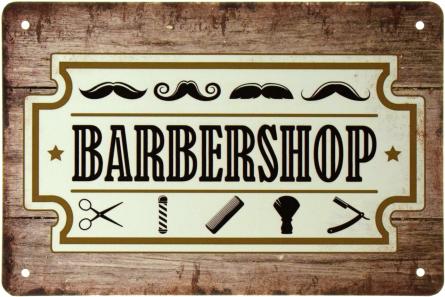 Барбершоп (Лезвие) / Barber Shop (ms-002498) Металлическая табличка - 20x30см