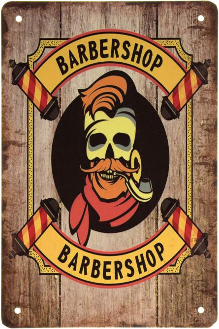 Барбершоп (Рудий Череп) / Barber Shop (ms-002329) Металева табличка - 20x30см