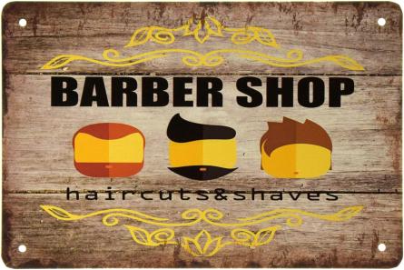 Барбершоп (Стрижка Та Гоління) / Barber Shop (Haircuts & Shaves) (ms-002496) Металева табличка - 20x30см