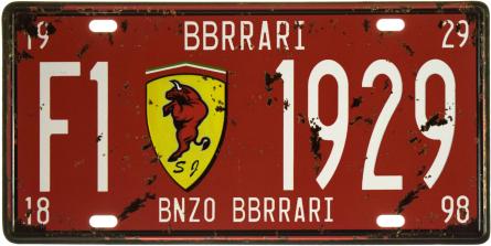 Bbrrari F1 1929 (ms-002955) Металлическая табличка - 15x30см