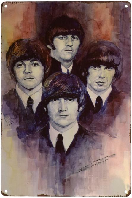 The Beatles (Fine Art America) (ms-001298) Металева табличка - 20x30см