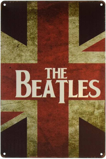 The Beatles (Union Jack) (ms-001306) Металлическая табличка - 20x30см