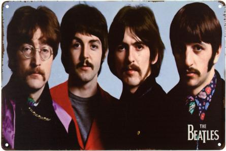 The Beatles (Усы) (ms-001275) Металлическая табличка - 20x30см