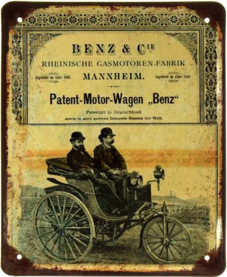 Benz Patent-Motorwagen (Mercedes-Benz) (ms-002365) Металева табличка - 18x22см