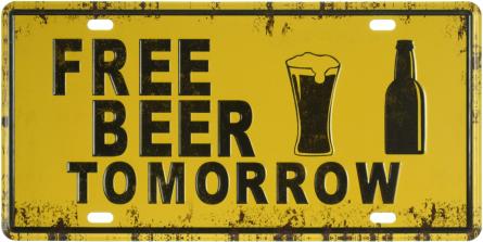 Безкоштовне Пиво! Завтра / Free Beer Tomorrow (ms-001850) Металева табличка - 15x30см