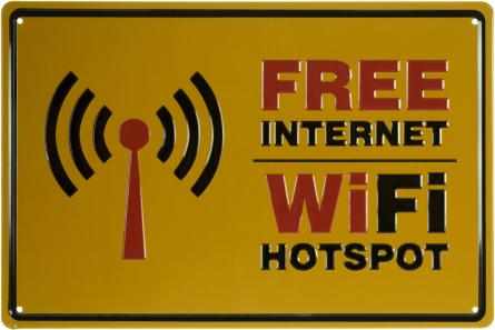 Бесплатный Интернет, Wi-Fi Точка / Free Internet, Wi-Fi Hotspot (ms-001816) Металлическая табличка - 20x30см
