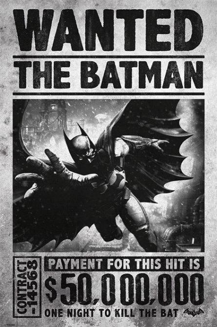Бэтмен (В Розыске) / Batman Arkham Origins (Wanted) (ps-0021) Постер/Плакат - Стандартный (61x91.5см)