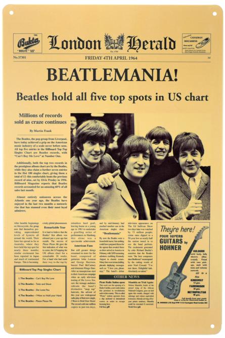 Битломания / Beatlemania (ms-00469) Металлическая табличка - 20x30см