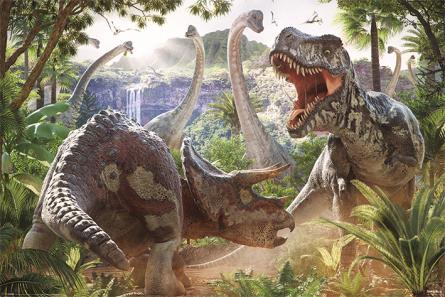 Битва Динозавров (Дэвид Пенфунд) / Dinosaur Battle (David Penfound) (ps-001773) Постер/Плакат - Стандартный (61x91.5см)