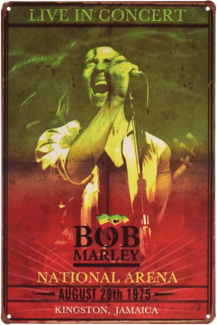 Боб Марлі / Bob Marley (Live In Concert) (ms-001247) Металева табличка - 20x30см