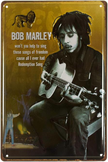 Боб Марлі (Пісня Спокути) / Bob Marley (Redemption Song) (ms-003237) Металева табличка - 20x30см
