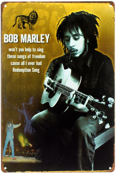 Боб Марлі (Пісня Спокути) / Bob Marley (Redemption Song) (ms-00366) Металева табличка - 20x30см