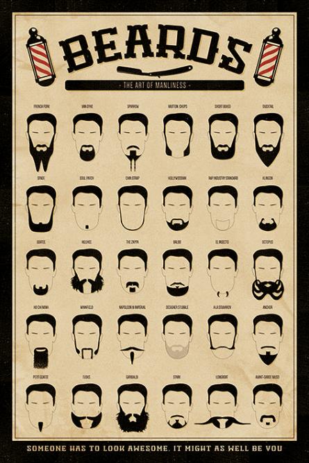 Борода (Мистецтво Мужності) / Beards (The Art of Manliness) (ps-00293) Постер/Плакат - Стандартний (61x91.5см)