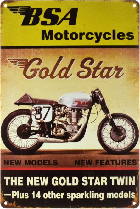 BSA Motorcycles (The New Gold Star Twin) (ms-002314) Металлическая табличка - 20x30см
