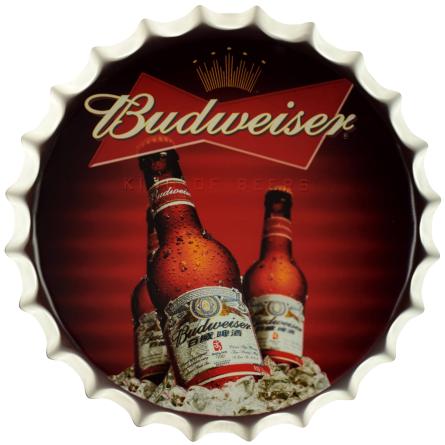 Budweiser (Холодное Пиво) (ms-001707) Металлическая табличка - 35см (кришка)
