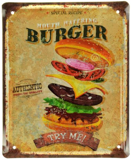 Бургер / Burger (Try Me!) (ms-001058) Металева табличка - 18x22см
