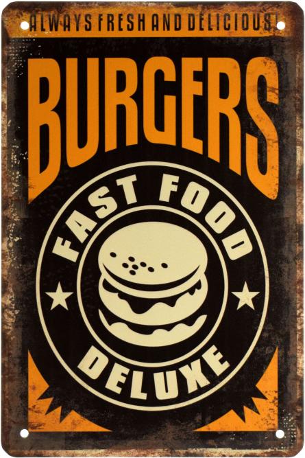 Бургеры / Burgers Fast Food Deluxe (ms-003167) Металлическая табличка - 20x30см