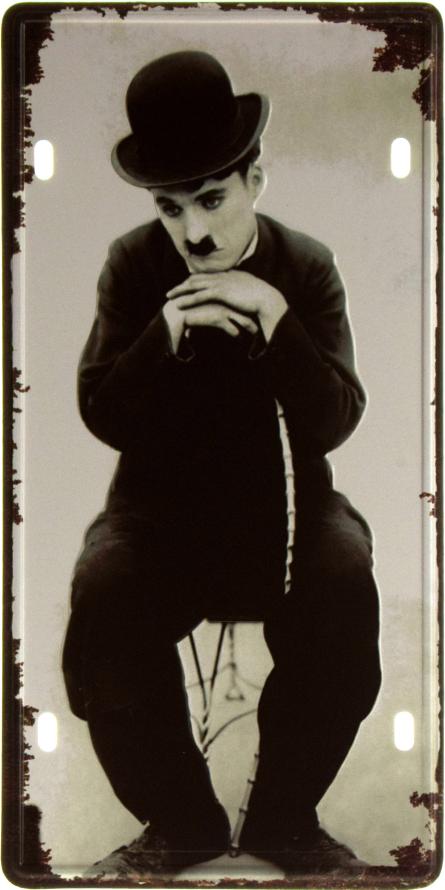 Чарли Чаплин (Бродяга 1915) / Charlie Chaplin (The Tramp 1915) (ms-002359) Металлическая табличка - 15x30см