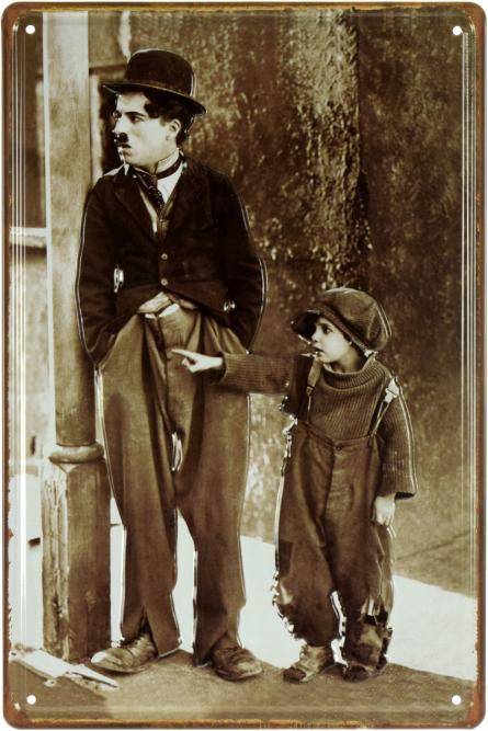 Чарлі Чаплін "Малюк, 1921" (ms-001838) Металева табличка - 20x30см