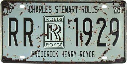 Чарльз Стюарт Роллс / Charles Stewart Rolls (Rolls Royce RR 1929) (ms-001562) Металлическая табличка - 15x30см