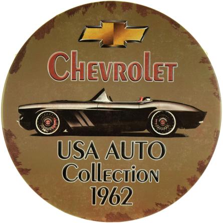Chevrolet Corvette (USA AUTO Collection 1962) (ms-001363) Металлическая табличка - 30см (круглая)