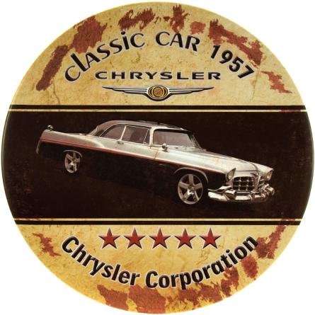 Chrysler 300 (Classic Car 1957) (ms-001359) Металлическая табличка - 30см (круглая)