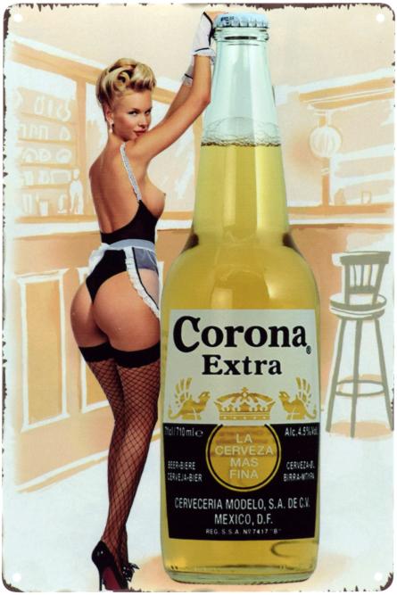 Corona Extra (Girl) (ms-00736) Металева табличка - 20x30см